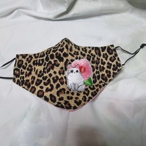 Cat lady, jaguar print bandito w/embroidered patch